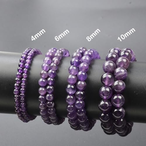 Natural Healing Gemstone Bracelet Handmade Yoga Stretch Elastic Bracelet Stress Relief Crystal Jewelry for Men and Women - color: Amethyst (Love Guardian), size: 10mm