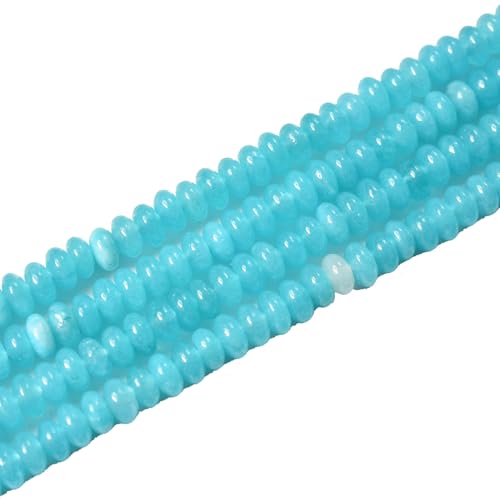 2x4mm 150pcs Natural Blue Aquamarine Rondelle Stone Beads Semi-Precious Disk Loose Gemstones Bead for DIY Jewelry Making - color: Blue Aquamarine