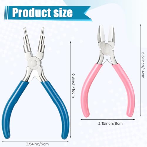 Mudder 2 Pieces Jewelry Making Tool Bail Making Pliers 6 in 1 Jewelry Wire Bending Pliers for Beading Looping Shaping Wire DIY Crafts (Blue and Pink) - color: Blue and Pink