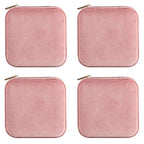 ZPROW Plush Velvet Travel Jewelry Case, Travel Jewelry Organizer, Jewelry Travel Case, Travel Jewelry Box, Small Jewelry Case, Jewelry Travel Box, Earring Organizer with Mirror - Pink 4packs - color: Velvet 4 Pack - Dusty Pink