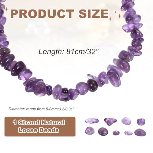 MECCANIXITY 220 Pcs Natural Drilled Purple Gemstone Chips Bulk 5mm to 8mm Dia. Irregular Tumbled Crystal Chip Beads for Jewelry Making Craft Supplies Craft Supplies (Purple) - color: Purple, size: 5-8mm