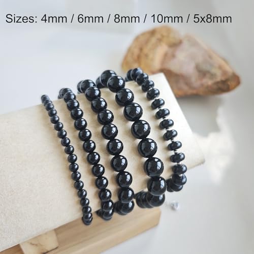 Natural Healing Gemstone Bracelet Handmade Yoga Stretch Elastic Bracelet Stress Relief Crystal Jewelry for Men and Women - color: Black Onyx (Positive Energy), size: 8mm