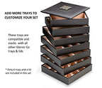Glenor Co Jewelry Organizer Tray - 4 Stackable Trays & Lid with Mirror - 27 Slot Storage for Drawer, Dresser - Black - size: Square - 4 Trays + Lid Set - 27 Slots