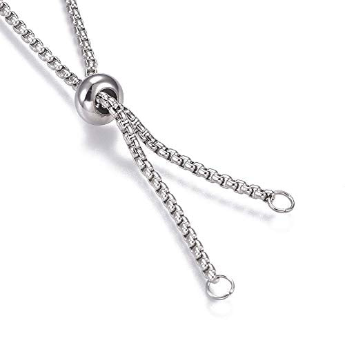 UNICRAFTALE 10pcs Silver Adjustable 304 Stainless Steel Slider Necklaces with Box Chains Necklaces and Slider Stopper Beads Necklaces for Necklace Jewelry Accessories DIY Making 29.4" (74.6cm)