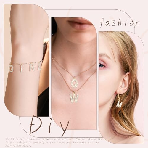 SANNIX 26Pcs Letter Charms, Full Rhinestone Letter Charms for Jewelry Making, KC Gold Initial A-Z Alphabet Letter Charm Crystal Pendants for Bracelet Necklace Earrings Crafts Making - style: Rhinestone Letter