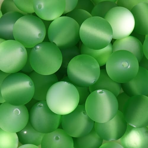 25pcs Resin Transparent Frosted Beads 16mm Cat Eye Circular Rubber Bead Spacer Bead DIY Making Friendship Bracelet Phone Chain Keychain Pen Beads Accessories (Green) - color: Green