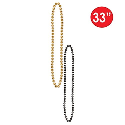 Party Beads - Small Round - size: 12-Pack, style: Black & Gold (12-Pack)