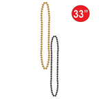 Party Beads - Small Round - size: 12-Pack, style: Black & Gold (12-Pack)