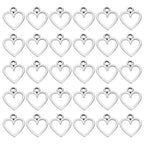 PATIKIL Heart Charm, 100Pcs Mini Heart Circle Pendant Charm Bulk for Jewelry Making Earrings Necklace Wedding Crafts - color: Dark Silver