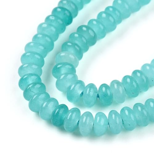 1 Strand Natural White Jade Rondelle Beads Strands Dyed Gemstone Beads Spacers for Jewelry Making Bracelets Necklace DIY Crafts 4.5x2.5~3mm 14.5" About 142~148pcs/strand Dark Turquoise - color: Dark Turquoise