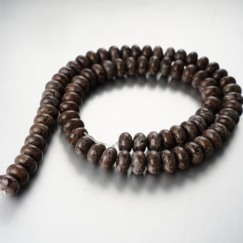 5x8mm Natural Beads Rondelle Spacer Loose Beads for Jewelry Making DIY Crafts Design Handcraft Making 1 Strand 15.5"(Coffee Snowflake) - color: Coffee Snowflake