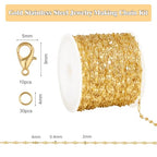 GTVOODX 33 Feet 18K Gold PVD Plated Stainless Steel Lip Chains for Jewelry Making 2mm Dapped Sequin Chain Spool Bulk for DIY Necklace and Bracelet Accessories - color: Gold Lip
