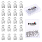 BEADIA Platinum Plated End Caps Non Tarnish 3x6mm 200pcs for Jewelry Making Findings - color: End Caps Platinum, size: 3x6mm