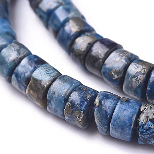 Craftdady 234pcs Heishi Coin Natural African Pyrite Gemstone Beads Flat Round Disc Energy Healing Crystal Stone Loose Beads 6mm for Jewelry Bracelet Necklace Earring, Blue - color: African Pyrite, Blue, size: 6mm