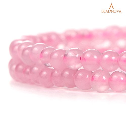 BEADNOVA 4mm Natural Rose Quartz Gemstone Round Loose Beads for Jewelry Making (90-92pcs) - color: 22) Rose Quartz Round Beads, size: 4mm
