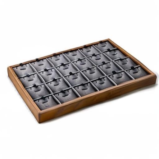 Oirlv Wood 24 Grids Jewelry Tray with Removable Inserts Jewelry Pads Necklace/Pendant Display Organizer Tray(Grey) - color: Grey 24 grid necklace/pendant jewelry tray