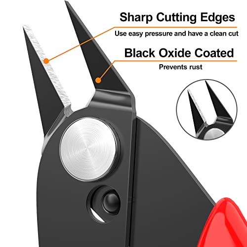 BOENFU Precision Wire Cutters Flush Cutters for 3D Print, Plastic Models, Jewelry Making, Electronics, 5 Inch Small Nippers Sprue Cutter, Red, 2-PCS - color: Red ( 2 Pack )
