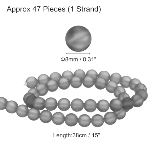 uxcell Matte Crystal Glass Beads 8mm Synthetic Frosted Shining Semi-Precious Round Loose Beads Synthetic Moonstone for Jewelry Making DIY Bracelet, Gray Silver - color: Gray Silver, size: 8mm