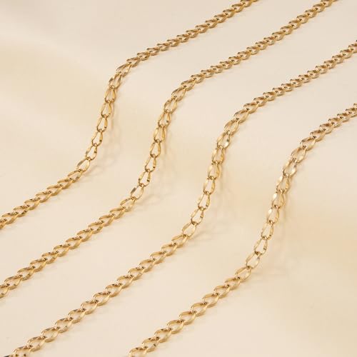 Jabogrii 16.4 Feet Stainless Steel Oval Lip Chain for Jewelry Making Gold Chain Roll DIY Craft Jewelry Making Findings - color: Oval Lip Gold