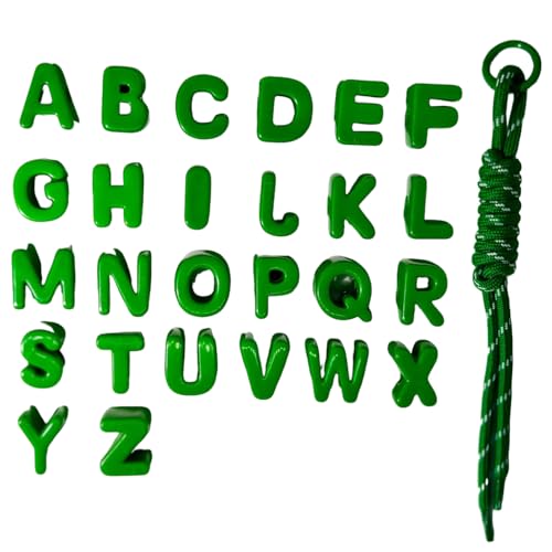 26PCS Large 6mm Hole Letter Beads, 20mm Acrylic Beads A to Z,for DIY Jewelry Making Kit Friendship Bracelet Key Chain and Bag Charms (26 A to Z Green) - color: green