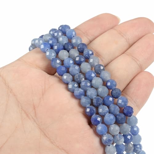 6mm Blue Aventurine Faceted Gemstone Round Loose Beads Strand 15.5-16" DIY Jewelry Making - color: Blue Aventurine
