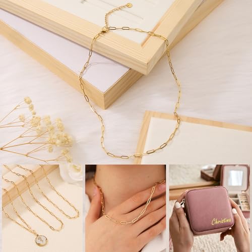 GTVOODX 10Pcs 18Inch 18K Gold Plated Charm Necklace Chain Bulk 3x9mm Paperclip Stainless Steel Chains for Jewelry Making Supplies - color: Gold, size: 18 Inch