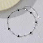 HPQQ Anklet Bracelet for Women 925 Sterling Silver Natural Stone Chain Bead Ankle Bracelet Beach Summer Fine Jewelry Mothers Day Birthday Gifts for Women Mom Wife - color: Anklet-9"-11"-Black Onyx