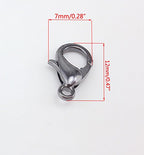 Yueton Curved Lobster Clasps-100pcs 7x12mm Lobster Claw Clasps DIY Jewelry Fastener Hook, Necklace DIY Fasteners (Gun Black) - color: Gun Black