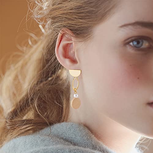 BENECREAT 20Pcs 18K Real Gold Plated Earring Studs, Flat Half Round 9x16mm Brass Ear Studs with Vertical Loops and 40Pcs Earring Nuts for DIY Earring Jewelry Making, Hole: 2.5mm - color: Flat Half Round