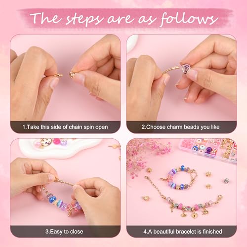 Uniartfy Charm Bracelet Making Kit, 305 Pieces Jewelry Making Kit Supplies for Girls 8-12, Birthday Gifts, DIY Arts Crafts for Teens Women Kids Ages 5 6 7 8 9 10 11 12 Years Old with Organizer Box - color: Gold