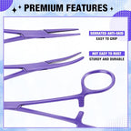 BBTO Hemostat Curved and Straight Hemostat Forceps Piercing Pliers Forceps, Stainless Steel Straight and Curved Pliers, Fishing Tweezer(Lilac,2 Pcs) - color: Lilac