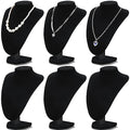 Huquary 6 Pcs Necklace Display Stand Necklace Holder Jewelry Bust Display Stands for Selling Home Store Trade Shows Photography Props Retail(Black,Velvet) - color: Black