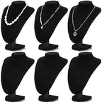 Huquary 6 Pcs Necklace Display Stand Necklace Holder Jewelry Bust Display Stands for Selling Home Store Trade Shows Photography Props Retail(Black,Velvet) - color: Black