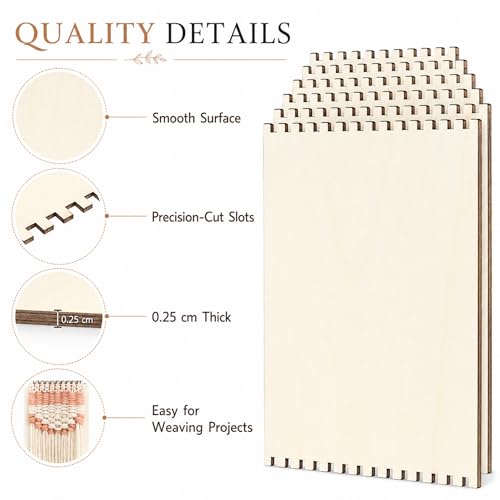 Minatee 36 Pcs Beginners Wooden Loom Notched Weaving Loom Basket Weaving Tools for Kids Adult Art Craft Activity Jewelry Motor Skills Crochet Knitting Sewing Teaching Educational, 6 x 9 in