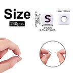 240pcs Opaque Acrylic Letter S Cube Beads White Plastic Alphabet Loose Spacer Square Beads 4-5mm for DIY Name Bracelet Necklace Jewelry Crafts Making Hole: 1.8mm - color: Letter S#White and Black