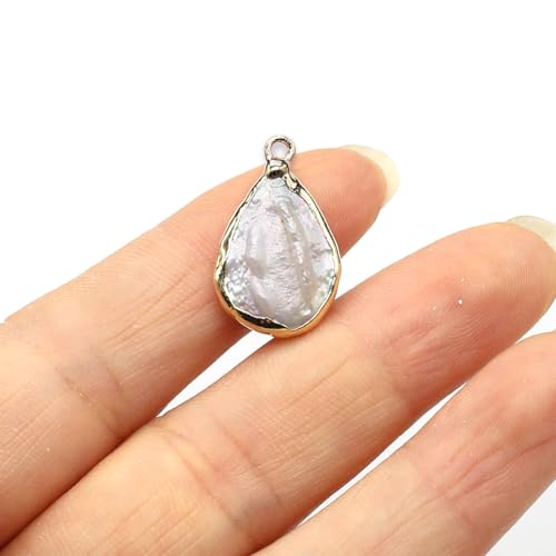 10PCS Natural Pearl Pendants Irregular Multiple Shapes Cultured Freshwater Baroque Pearl Charms for Jewelry Making Gift - color: 16x25mm
