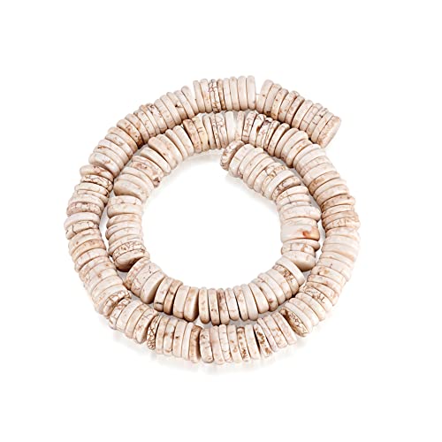 Craftdady 150Pcs 9-12mm Natural Turquoise Heishi Coin Disc Stone Beads Flat Round Disk Gemstone Loose Beads Creamy White for Jewelry Craft Necklace Bracelet Making - color: Creamy White, 9-12mm