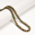 ICAI 4x6mm Natural Rondelle Beads – Loose Gemstone Spacers for DIY Jewelry Making (Unakite) - color: Unakite, size: 4x6