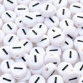 Amaney Letter Beads I 100pcs 7x4mm White Round Acrylic Black Alphabet for Bracelet Jewelry Making - color: I