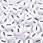 Amaney Letter Beads I 100pcs 7x4mm White Round Acrylic Black Alphabet for Bracelet Jewelry Making - color: I