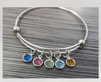 Adabele 1 Set Grade A Mixed Dangle Birthstone Charm 6mm Small Crystal Bead Sterling Silver Plated (12pcs) For DIY Craft Jewelry Making CCP20 - color: Silver, size: 6mm (0.24") -12pcs