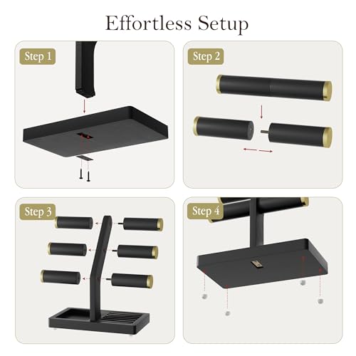 SRIWATANA 1 Bracelet Holder, Jewelry Display Stand Birthday Mother's Day Christmas Wood Solid Wood Classic Design Non-Slip Pad Metal End Cap Keeps Jewelry Secure T-Bar Organizer for Bracelets - Black - color: Black