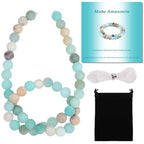 Stone Beads, 45pcs Matte Amazonite, 8mm Round Loose Beads for Jewelry Making, Bracelets, with Bag, String & Card - color: Matte Amazonite Beads, size: 8mm