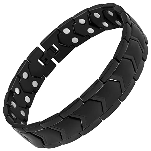 MagnetRX® Ultra Strength Magnetic Bracelet – Effective Stainless Steel Magnetic Bracelets for Men – Adjustable Length with Sizing Tool for Perfect Fit (Black) - color: Black Arrow Style (2X Strength)
