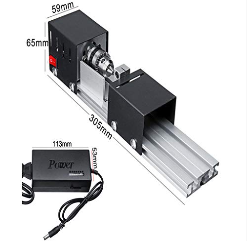 YWY Mini Lathe Machine Tool DIY Woodworking Wood lathe Milling machine Grinding Polishing Beads Drill Rotary Tool Set, 2.76 x 6.3inch, 12-24V 96W，7 Speeds