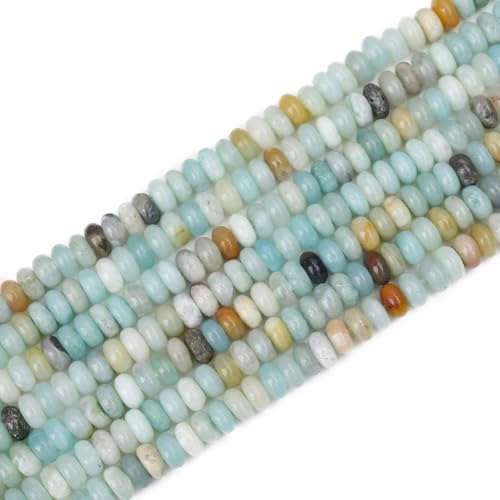BONNY BOXX 1 Strand (150PCs) Natural 2 * 4mm Amazonite Rondelle Beads, Natural Abacus Disk Stone Beads Loose Spacer Gemstone for DIY Bracelet Necklace Jewelry Making - color: Amazonite, size: 2*4MM