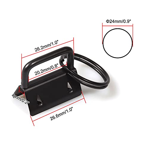 SPEEDWOX 20 Pcs 1" Dark Black Key Fob Hardware Set with Key Fob Pliers, 8 Inches Glass Breaking Pliers with Rubber Tips TPR Handles, for Wristlet Keychain Key Lanyard Making - size: 1"Dark Black