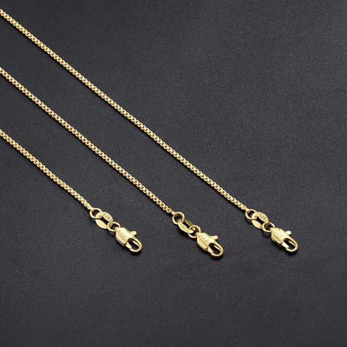 18K Gold Plated 925 Sterling Silver Chain for Women, 1mm Box Chain Dainty Gold Necklace Jewelry Gifts for Women Mom Girlfriend - size: 24 Inches