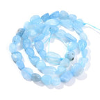 Aquamarine Pebble Nugget Oval Free Tumbled Stone 6-8mm Natural Gemstone Loose Beads Approx 15.5 inch for DIY Jewelry Making - color: Aquamarine