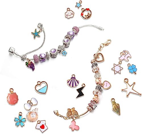 SANNIX 110pcs Assorted Gold Plated Enamel Pendants Necklace Bracelet Charms for Jewelry Making - style: Assorted Charms